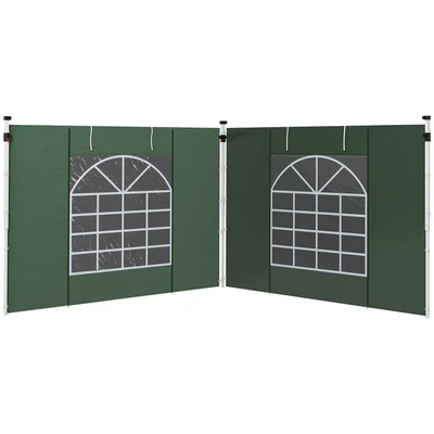 Image of Outsunny Side Panels for 3x3m or 3x6m Pop Up Gazebo with Windows &amp; Doors Green