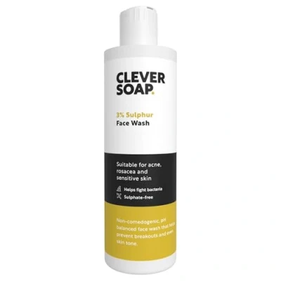 Image of Clever Soap 3% Sulphur Face Wash Exfoliating Blemish Control Cleanser Antibacterial, Sensitive Sulfur Fragrance Free Formula