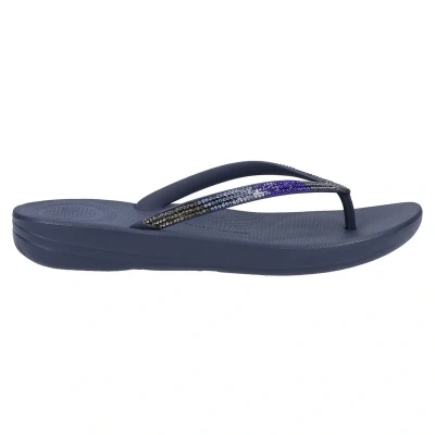 Image of Fitflop Women&#039;s IQUSHION Ombre Sparkle FLIP Flops Flipflop, Midnight Navy, 8 UK