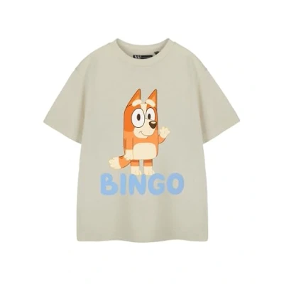 Image of Bluey Kids Light Beige Cartoon Graphic Tee Bingo Crew Neck Short Sleeve Classic Top Unisex Children&#039;s Casual Wear Apparel