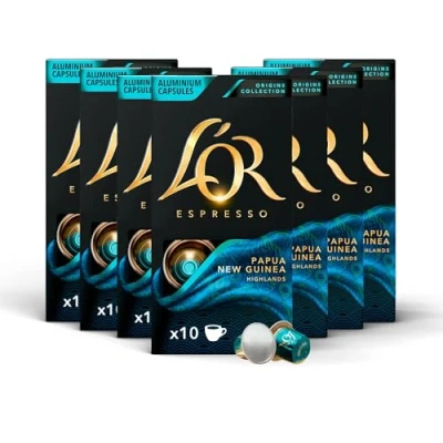 Image of L&#039;OR Origins Papau New Guinea Coffee Pods, 7 Packs, Total 70 Capsules
