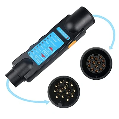 Image of AOHEWEI 13 Pin Trailer Lights Plug and Socket Tester 12V Wiring Circuit Electrics Diagnostic Connector for Towing Car Caravan