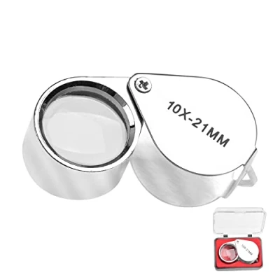 Image of CUNTAUK Jewellers Loupe Magnifying Glass, 10X Handheld Magnifier Jewelers Loupes Glasses with Case Applied to Science Reading Books Newspaper Insects Hobby Observation (10X)