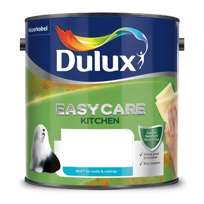Image of Dulux Easycare Kitchen Matt Emulsion Paint For Walls And Ceilings Egyptian Cotton 2.5 Litres