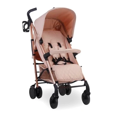 Image of My Babiie MB51 Stroller from Birth to 4 Years (22kg), Lightweight, Umbrella Fold, Travel Buggy for Toddlers, Pushchair Includes Footmuff, Cup Holder, Rain Cover Rose Gold Blush