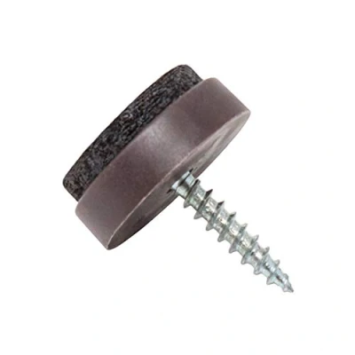 Image of Adsamm® / 32 x Felt pads with screws Ø 0,79&#039;&#039; (Ø 20 mm) brown round Premium quality furniture sliders screw by
