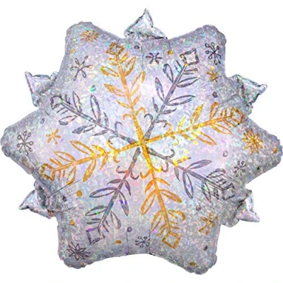 Image of amscan Christmas Holographic Foil Balloon with Snowflake Design 1 Pc