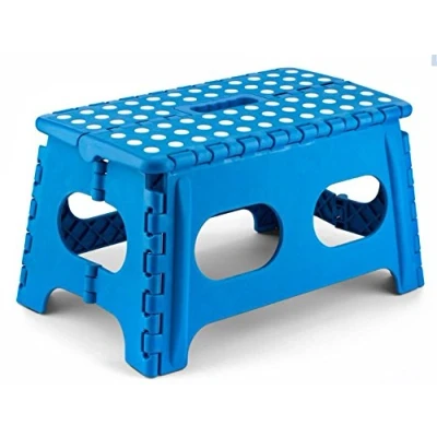 Image of BS Plastic Wide Multi Purpose Folding Foldable Easy Storage Step Stool (BLUE)