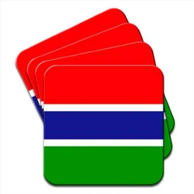 Image of Gambia Flag Set Of 4 Premium Wooden Coasters