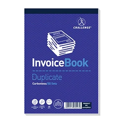Image of Challenge 195 x 137 mm Duplicate Invoice Book, Carbonless, 50 Pages, Set of 1