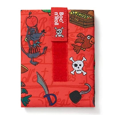Image of Roll&#039;eat ® Reusable Sandwich Bag Container Eco Friendly Food and Washable Wrap Red Color Pirates Boc&#039;n&#039;Roll Kids