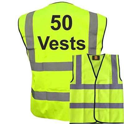 Image of 50 Yellow Hi Vis Safety Vests, Conforms to EN20471, Bulk Discounts, Brook Vest