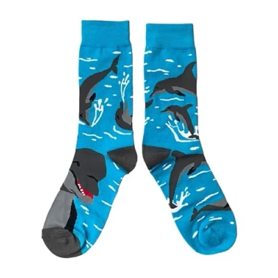 Image of Sock Shack Mens Pod Of Dolphins Blue Sea One Pair Multicoloured Socks 6 10 UK / 39 44 Eur 7 11 US