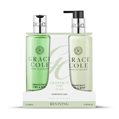 Image of Grace Cole Grapefruit Lime &amp; Mint Body Care Duo Gift Set 2x300ml Essential Oils Vegan Made In England