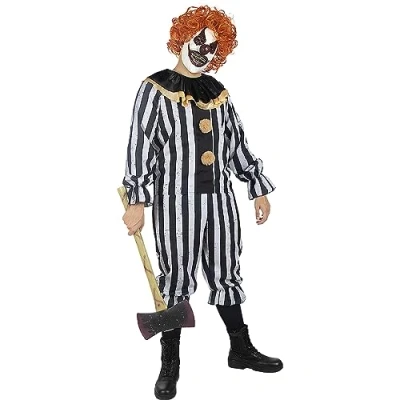 Image of Funidelia Deluxe Scary Clown Costume for man Clowns Halloween Horror adults accessory fancy dress &amp; props carnival parties Size S Maroon