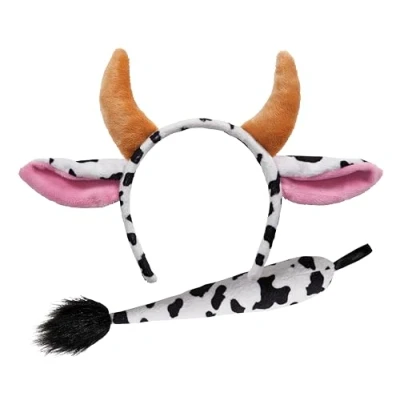 Image of Wicked Costumes Childrens Animal Cow Ears Headband &amp; Tail Set Fancy Dress Accessory