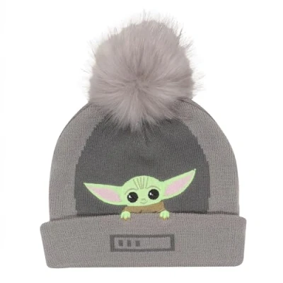 Image of Heroes Inc Star Wars Mandalorian Child Knitted Bobble Hat Grey