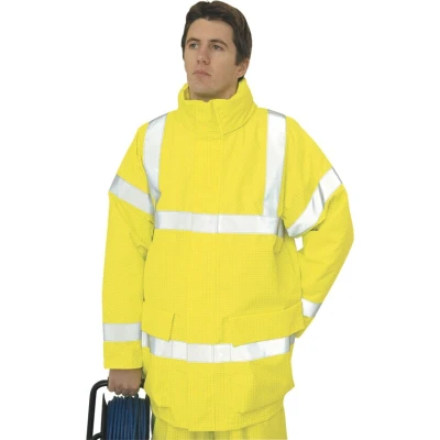 Image of Bizflame Rain Hi Vis Antistatic FR Jacket (Yellow)