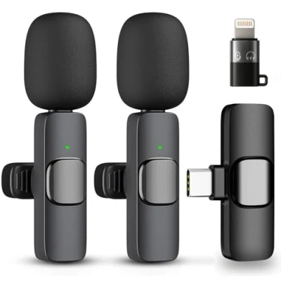 Image of GLOBAL TECH Wireless Lavalier Microphone for iPhone/iPad/Android Phones/Laptop Mini Clip on Lapel Mic Video Recording, Podcast, Vlogging, Youtube, Live Streaming