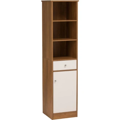 Image of Premier Housewares Floorstanding Cabinet with Oak Effect/High Gloss, 160 x 40 38 cm White
