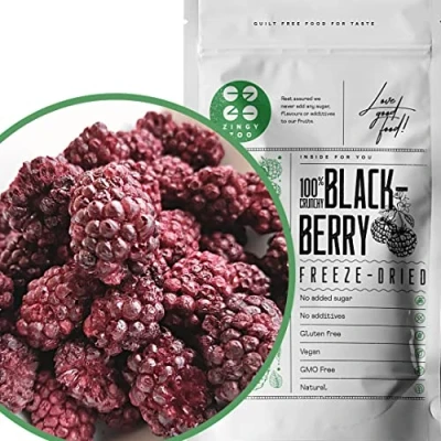Image of Freeze Dried BlackBerry 90g Natural Raw Unsweetened Fruit as Healthy Snacks for Adults Berries Fruits Drinks, Porridge, Cocktails No Added Sugar ZingyZoo