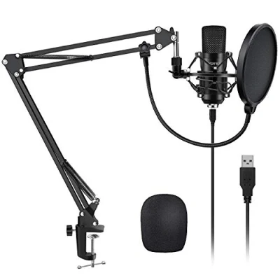 Image of YOTTO USB Microphone Cardioid Condenser Mic 192KHz/24bit Plug and Play Professional Studio Podcast with Adjustable Stand Suspension Scissor Boom Arm, Pop Filter, Shock Mount