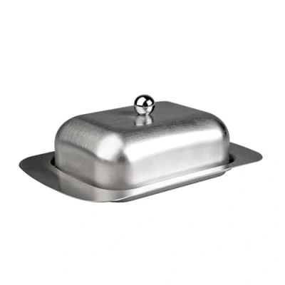 Image of Ibili Butter Dish with lid of Stainless Steel, Silver, 20 x 13 8 cm