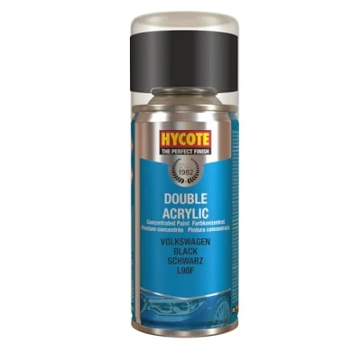 Image of Hycote Double Acrylic Aerosol Car Spray Paint, Volkswagen Black, 150 ml