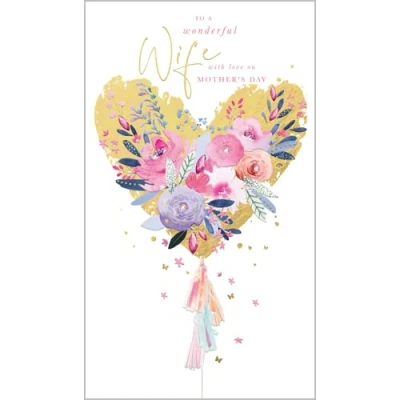 Image of Wonderful Wife Mothers Day Card Hand Detailed Printed in UK