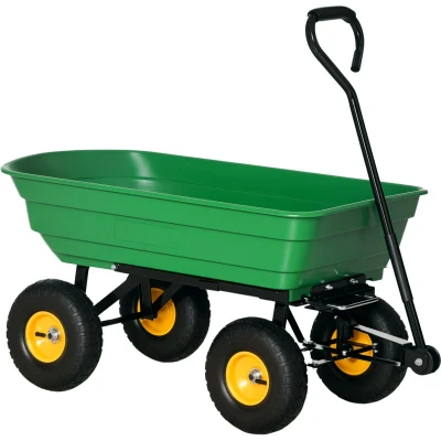Image of Outsunny New Garden Heavy Duty Utility 4 Wheel Trolley Cart Dump Wheelbarrow Tipper Truck845 636