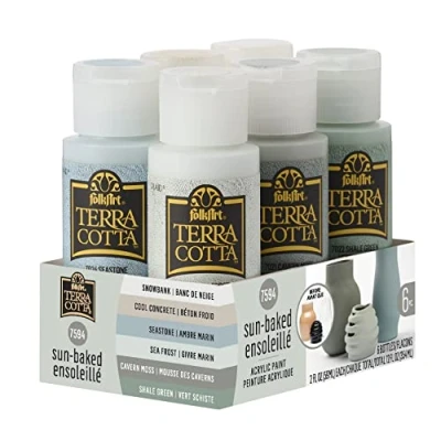Image of FolkArt, Sun Baked Set, 6 Piece Terra Cotta Acrylic Paint Kit Featuring Colors for DIY Indoor &amp; Outdoor Multi Surface Craft Projects, 7594