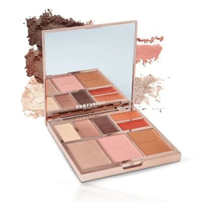 Image of Profusion Cosmetics Full Face Palette Nude, 8 Shade Eye, and Lip for Natural Bold Makeup Looks, Ultimate Essential Medium to Deep Complexions, Nude