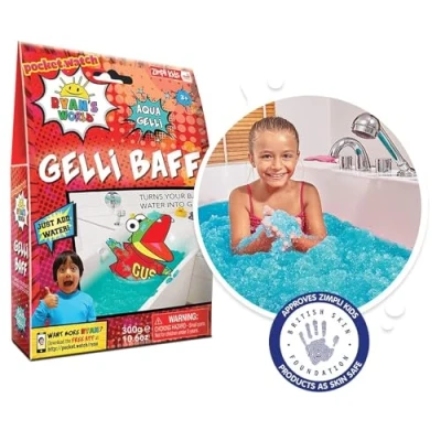 Image of Ryan&#039;s World Gelli Baff Aqua, 1 Bath or 6 Play Uses from Zimpli Kids, Magically turns water into thick, colourful goo, Tuff Tray Ideas Accessories for Indoor &amp; Outdoor Play, DIY Slime Making Kit