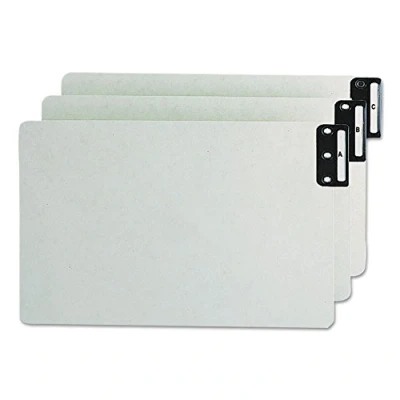Image of Smead 100% Recycled End Tab Pressboard File Guides, Vertical Metal (A Z), Extra Wide Legal Size, Gray/Green, Set of 25 (63276)