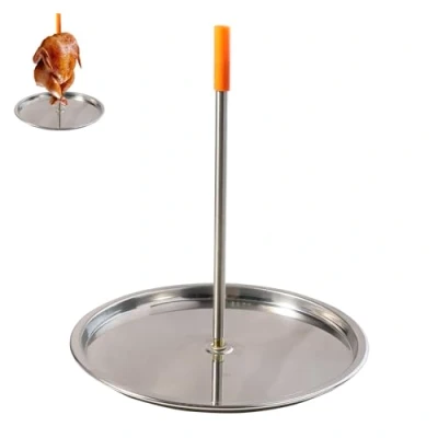 Image of BBQ Vertical Skewer, Stainless Steel Barbecue Spit Skewer Grill, Chicken Rack Roaster, Grilling Meat for Steak, Chicken, Fish, Turkey, Kebab