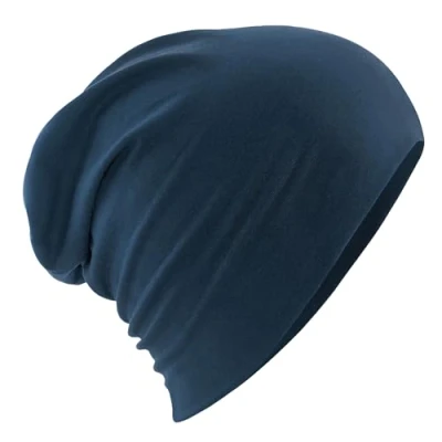 Image of Beechfield Double Layer Knit Hemsedal Cotton Slouch Beanie French Navy