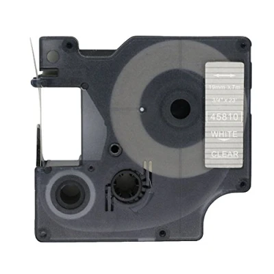 Image of Fassport 1 Pack White on Clear Label Tape Compatible for DYMO D1 45810 19mm 3/4&quot;
