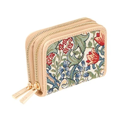 Image of Signare Tapestry Double Zip RFID Blocking Credit Card Holder Wallet for Women with Floral Design (Mackintosh Rose, DZIP RMSP)