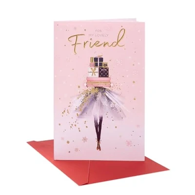 Image of UK Greetings Christmas Card for Her/Friend Pretty Dress Design