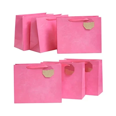 Image of UK Greetings Multipack of 6 Large Gift Bags For Her/Friend Birthdays, Thank You, Congratulations or Other Gifts Pink Design