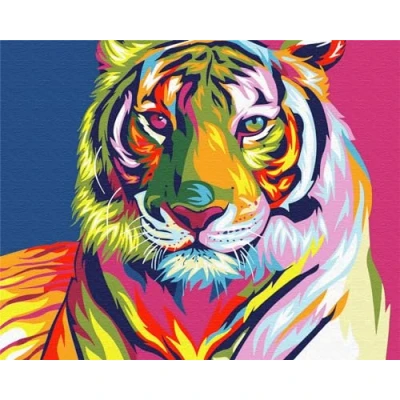 Image of Paint by Numbers for Adults Kids Beginner, Komking Painting Craft Gift, Colorful Animals Kits, Tiger 16x20inch