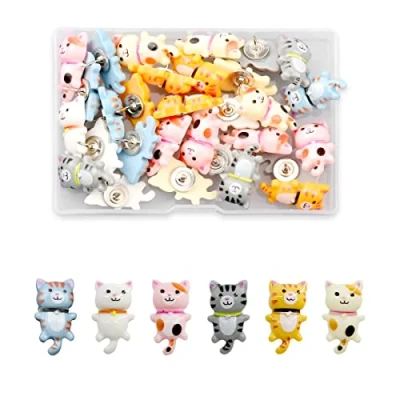 Image of Jagowa 30PCS Cat Push Pins Decorative Thumbtacks Creative Cute Pushpins for Wall Maps Photos Bulletin Board or Cork Boards (2210 12)