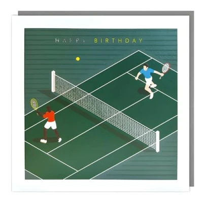 Image of Tracks Publishing Male Birthday Card Happy with Sporty Tennis Design for Men/Boys