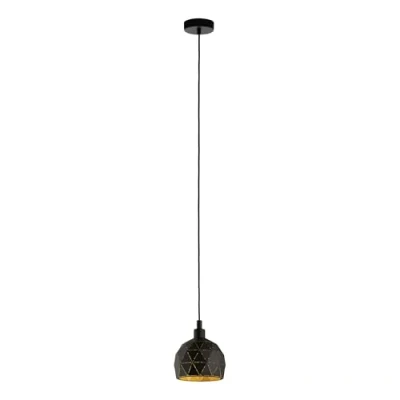 Image of Eglo Pendant lamp Roccaforte, 1 Bulb Vintage Light, Retro Hanging Made of Steel in Black and Gold, E14 Socket, Ø 17 cm