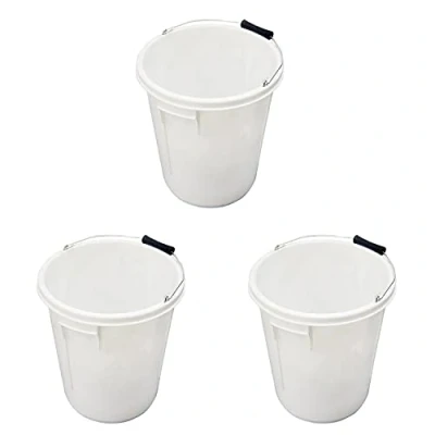 Image of 25L Litre White Hardwearing Plasterer Storage Bucket With Metal Handle And Measuring Guide Inside. (3)