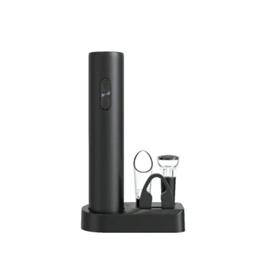Image of Trendi Electric Wine Opener Set Battery Operated Stainless Steel Corkscrew with Foil Cutter, Aerator, Vacuum Stoppers &amp; Storage Base Barware, Automatic, Reusable Bottle