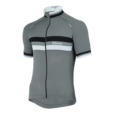 Image of Men’s Cycling Jersey, Short Sleeve Cycle Tops Riding Jerseys Biking Shirt Bicycle Clothes with Quick Dry Breathable Fabric (as8, Alpha, l, Regular, Gray)