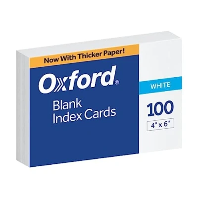 Image of Oxford Blank Index Cards, 4&quot; x 6&quot;, White, 100/Pack