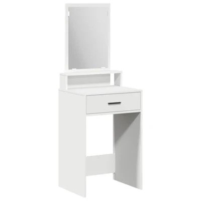 Image of vidaXL Vanity Unit White MDF 50x41x140cm Modern Rectangular Makeup Table with Mirror and Drawer for Bedroom
