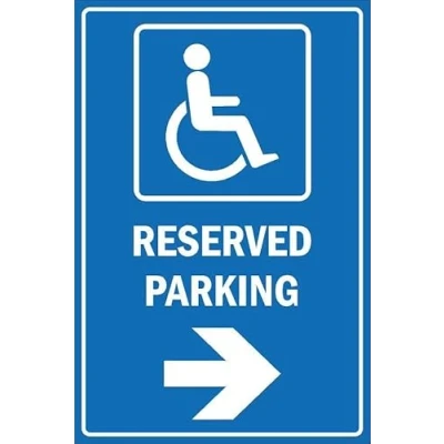 Image of Disabled reserved parking arrow right Self adhesive sticker (300mm x 200mm)